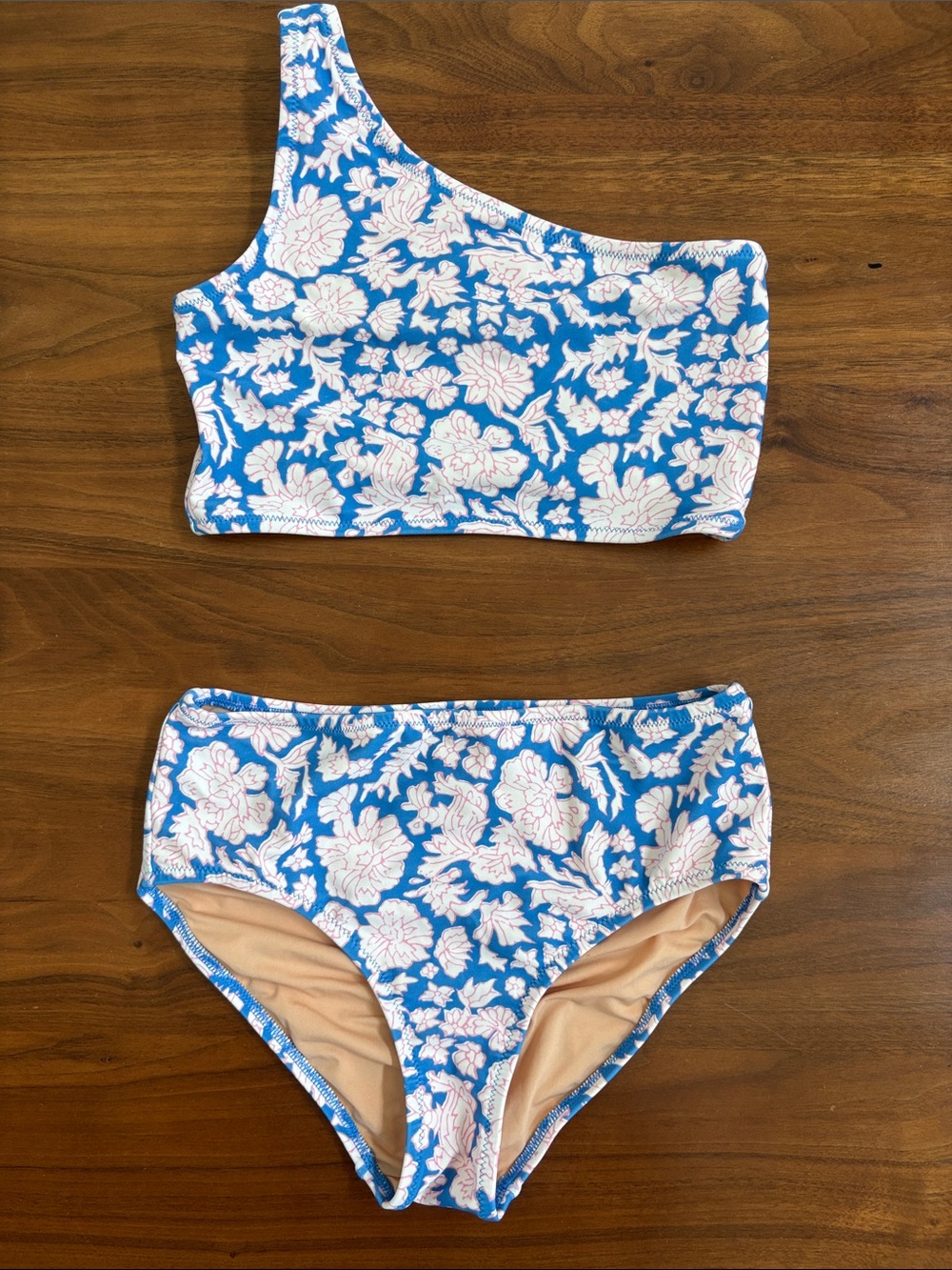 SZ Blockprints™ X crewcuts one-shoulder two-piece swimsuit in floral Size 10 - Picture 2 of 5